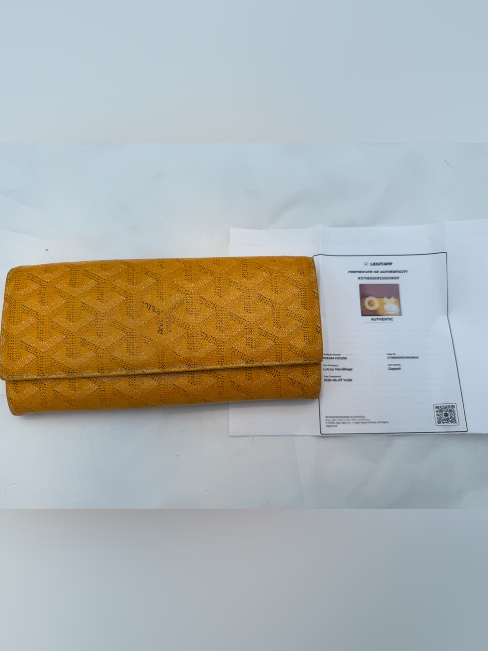 Authentic GOYARD Yellow Goyardine Leather Long Wallet (with COA)
